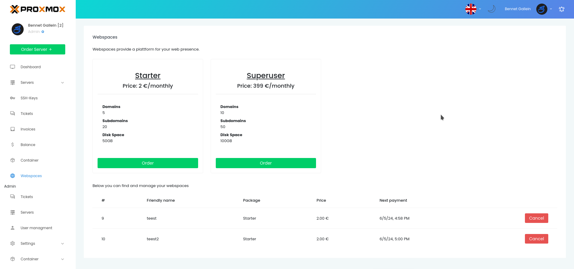 Webspace Overview